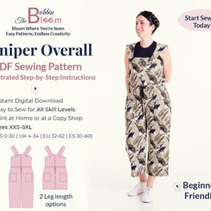 Juniper Overall PDF Sewing Pattern - Women&#39;s Overalls Pattern Digital Download - Sizes XXS-5XL - Beginner Friendly- Easy Overalls- 2 Lengths