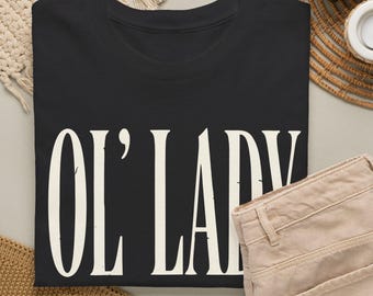 Ol' Lady leopard print text T-Shirt, vintage western style