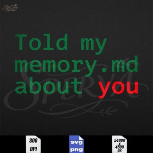 Told My memory.md About You | Retro Pixel Tech Domain , PNG Svg Digital Download