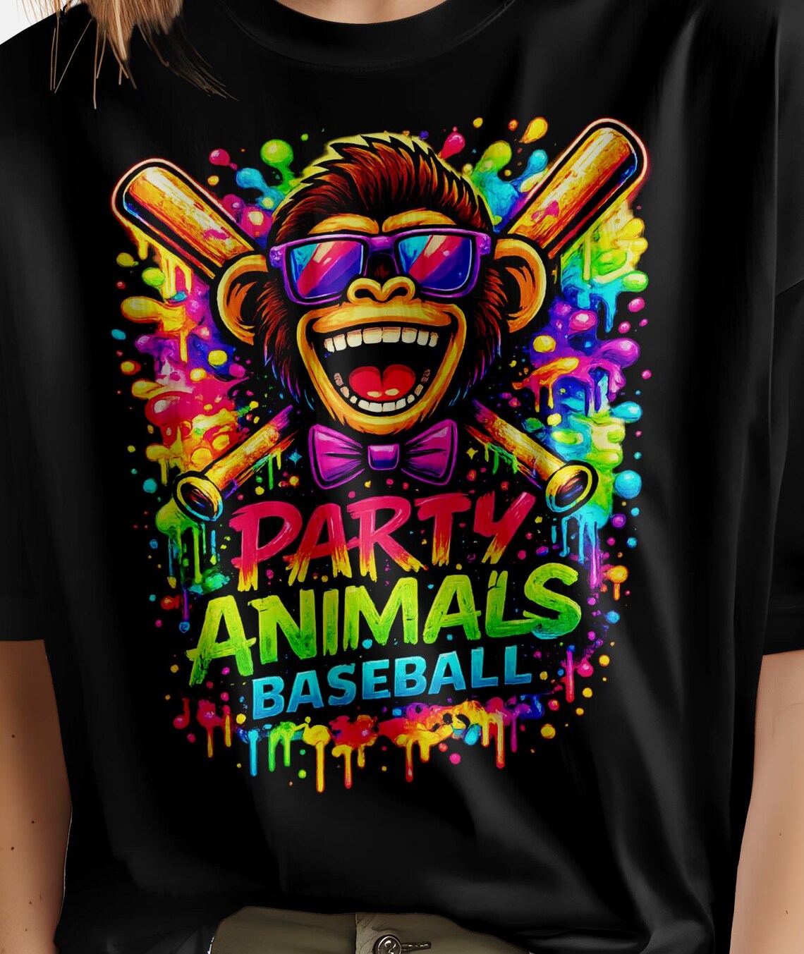Party Animals Baseball Funny Monkey Png Svg Digital Download - Etsy