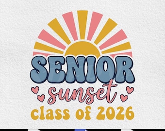 Senior zonsondergang klas van 2026, senior 2026 sublimatie ontwerp, retro afstuderen, middelbare school senior clipart (digitale download PNG SVG)