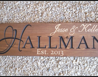 Last Name Sign, Family Name Sign, Name Sign, Family Sign, Personalized Signs, Personalized Family Name Signs, Carved Wood, Established Sign