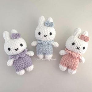 Handmade Crochet Bunny Plush Amigurumi  - Customizable Overalls & Scarf | Cute Gift