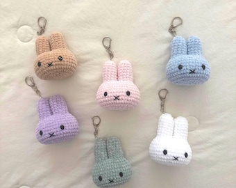 Handmade Crochet Bunny Plush Keychain, Bag Charm