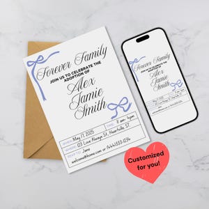 Custom Adoption Party Invitation: Personalized Gotcha Day Announcement (Digital Download, 5x7 inch)