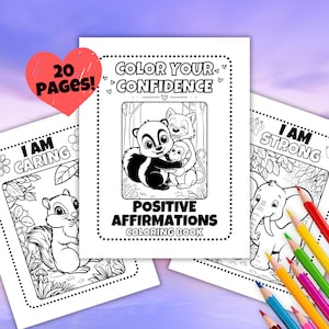 Positive Affirmations Coloring Book Printable Kids Self-Esteem Confidence Mindfulness Activities for Children pages gift Digital Download