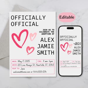 Adoption Party Invitation Template: Editable Canva Design (Digital Download, 5x7)