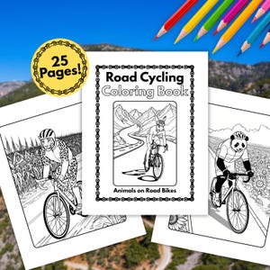 Road Cycling Coloring Book: Animals on Bikes (Digital Download)