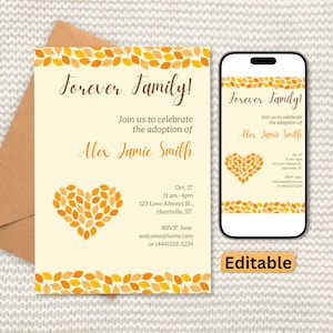 Fall Adoption Party Invitation: Editable Canva Template (Digital Download, 5x7&quot;)