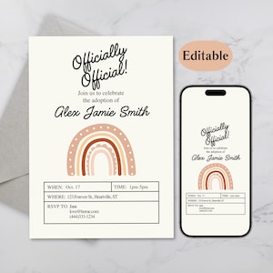 Adoption Party Invitation Template: Editable Canva Design (Digital Download, 5x7 inch)