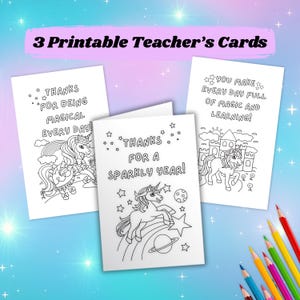 Einhorn Lehrer Dank Ihnen Karte Ausdruckbare Wertschätzung Geschenk Färbung Kinder Aktivität Ende des Schuljahres DIY Kindergarten Instant Download Magie
