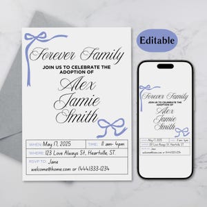 Adoption Day Party Invitation Editable on Canva Template Gotcha Day Printable Digital Invite finalization Adoption Celebration DIY Invite