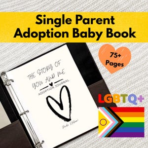 LGBTQ+ シングルペアレント養子縁組ベビーブック 印刷可能なメモリーダイアリープランナー デジタル記念品 シングルママ シングルパパ 養子縁組ギフト ライフブックジャーナル