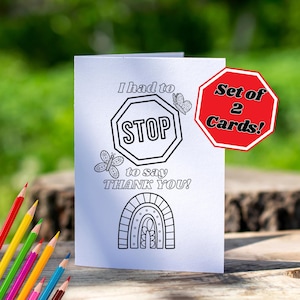 Crossing Guard Danke Karten, druckbare Cross Walk Wertschätzung Geschenk - Färbung Kinder Aktivität Ende des Schuljahres DIY Kindergarten Stoppschild