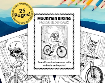 Libro para colorear de bicicletas de montaña: Diseños de animales ciclistas (Descarga en PDF)