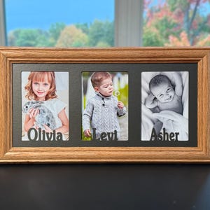 Grandkids Triple Picture Frame for Grandma, Personalized 3 Photo Display