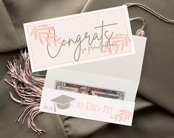 Graduation Money Card - Instant Download - Printable - Make With or Without Money Pocket -  Fun Boho Design - Perfect Gift for a Girl