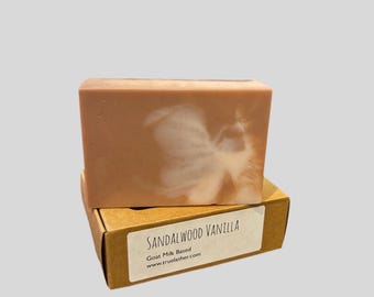 Sandalwood Vanilla Goat Milk Soap Bar – Moisturizing Handmade Soap for Sensitive Skin – Natural Scented Body Soap – Men's & Women's Gift