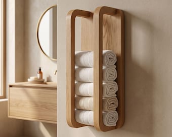 Oak Towel Rack, Handmade Wooden Wall Mounted Towel Holder