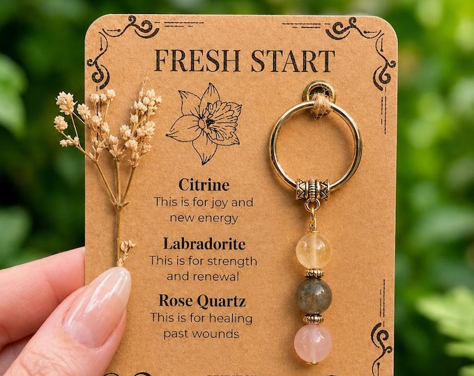 Fresh Start Gift Keyring, New school, Personalised Crystal Keychain, New Job Gift, interview gift, New Home Gift, Graduation Present