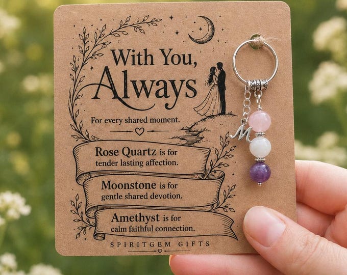 Personalised ANNIVERSARY Crystal Keyring with Illustrated Keepsake Card Valentine’s Day Gift