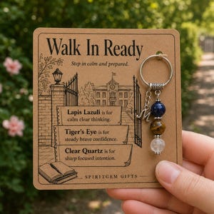 First Day of School Gift, Crystal Keyring with Illustrated 'Walk In Ready' Card