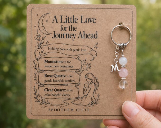 Personalised IVF Crystal Keyring with Illustrated Keepsake Card Fertility Gift