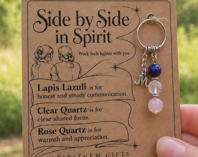 Personalised COWORKER Crystal Keyring with Illustrated Keepsake Card Colleague Leaving Gift