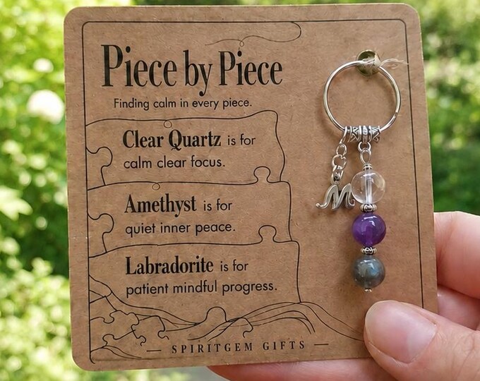 Personalised PUZZLE LOVER Crystal Keyring with Illustrated Keepsake Card Birthday Gift