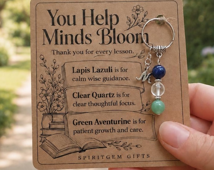 Personalised TEACHER Crystal Keyring with Illustrated Keepsake Card End of Term Gift