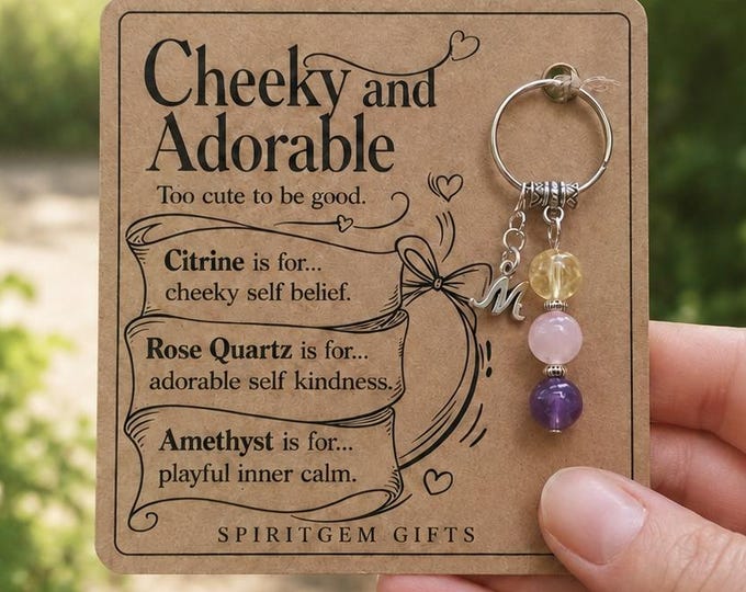 Personalised CHEEKY Crystal Keyring with Illustrated Keepsake Card Funny Birthday Gift