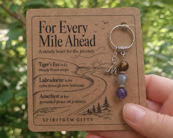 PERSONALISED TRAVEL COMPANION Crystal Keyring, Safe Travels Gift with Illustrated Keepsake Card