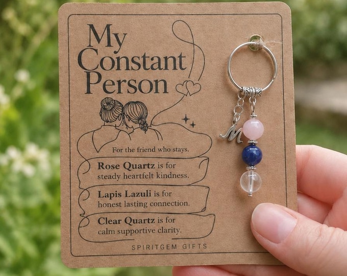 Personalised BFF Crystal Keyring with Illustrated Keepsake Card Best Friend Gift Bestie Present