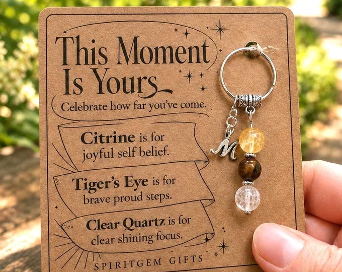 PERSONALISED CELEBRATION Crystal Keyring, Congratulations Gift with Illustrated Keepsake Card