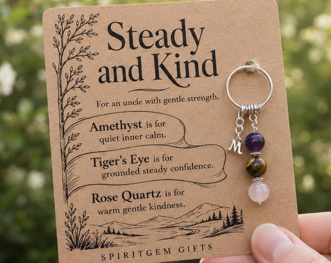 Personalised UNCLE Crystal Keyring with Illustrated Keepsake Card Birthday Gift