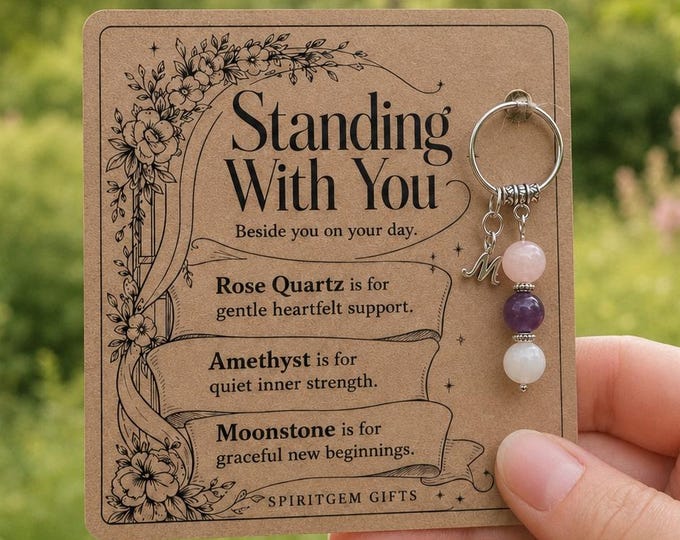 Personalised MAID OF HONOUR Crystal Keyring with Illustrated Keepsake Card Wedding Gift