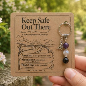 New Driver Gift, Passed Driving Test Crystal Keyring with Illustrated 'Keep Safe Out There' Card