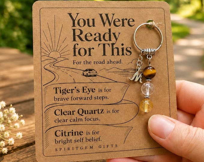 PERSONALISED Passed DRIVING TEST Crystal Keyring, New Driver Gift with Illustrated Keepsake Card