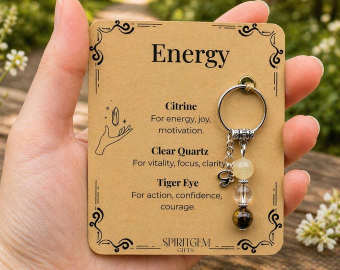 Personalised Energy Keyring, New Job Motivation, Burnout Recovery, Positive Vibes Present, Fitness Goal, Vitality