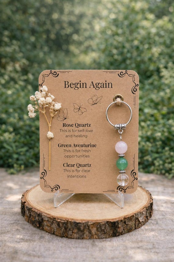 PERSONALISED Crystal Keyring Gift / New Beginnings for Fresh Start Healing Self Love Opportunity