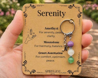 PERSONALISED Sympathy Gift Keyring, Bereavement Keepsake, Calm Crystal Charm, Thinking of You Gift