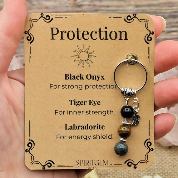 Personalised Protection Keyring, Safe Travels Charm, New Driver Present, Negative Energy Shield, Mens Strength Token, Security