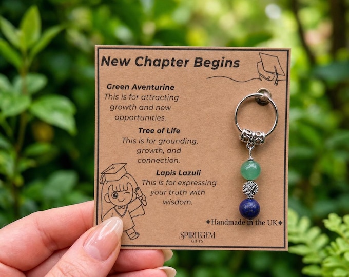 Graduation Crystal Keyring Set – Green Aventurine, Tree of Life, Lapis Lazuli (Class of 2026)