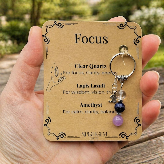 Personalised Focus Keyring, Exam Study Aid, Student Good Luck, New Job Success, Concentration Token, Clarity
