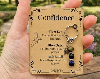 Interview Good Luck Gift, Confidence Crystal Keyring, Personalised New Job Wishes Keepsake