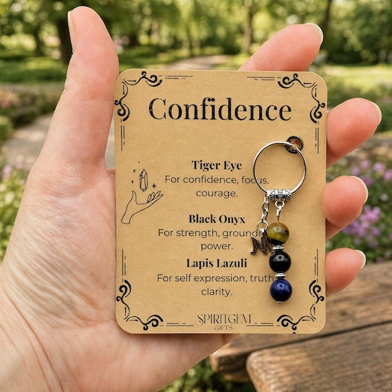 PERSONALISED Interview Good Luck Keyring, New Job Gift, Exam Success Charm, Confidence Token