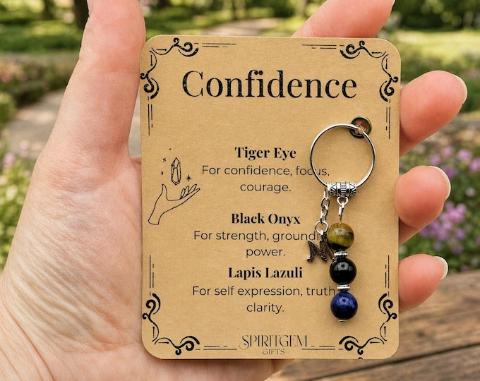 PERSONALISED Interview Good Luck Keyring, New Job Gift, Exam Success Charm, Confidence Token