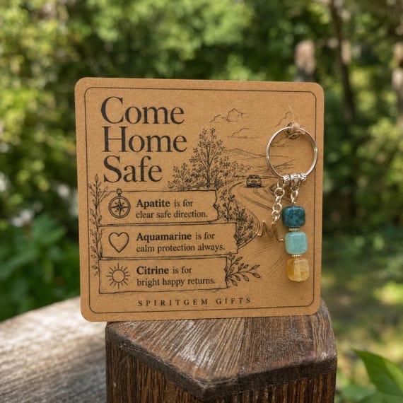 PERSONALISED Come Home Safe Crystal Keyring, New Driver Travel Keepsake