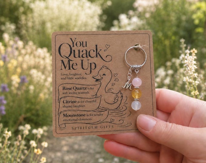 Personalised You Quack Me Up Crystal Keyring with Illustrated Keepsake Card Valentine’s Day Gift
