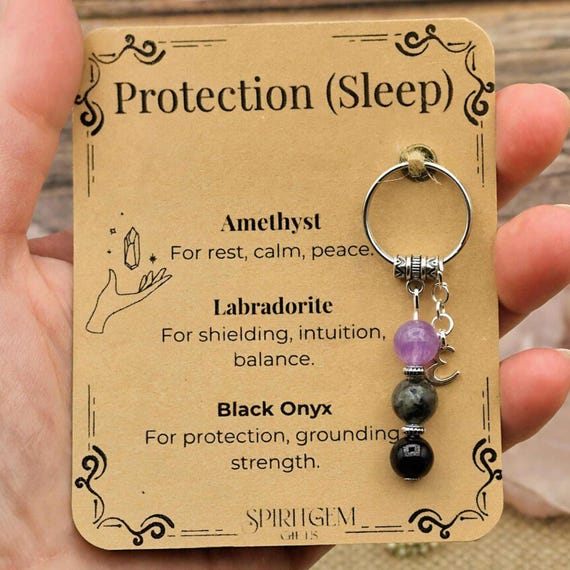 Personalised Sleep Protection Keyring, Insomnia Relief, Nightmare Prevention Token, Sweet Dreams Charm, Bedtime Peace
